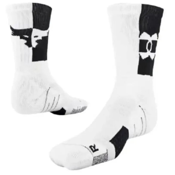 Under Armour Playmaker Project Rock 3 Pairs Training Crew Sock White/Black